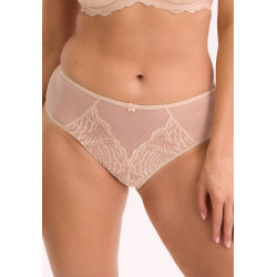 Figi ISLA Beżowe z Koronką - Eleganckie Pełne Majtki