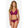 Biustonosz KAROLINA - Różowy Push-up z Kwiatową Koronką