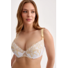 Biustonosz JOVITA Biały Push Up - Haft Kwiatowy z Żółtym Akcentem