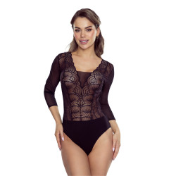 Body GERTRUDA Czarne - Koronkowe z Tiulem