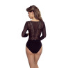 Body GERTRUDA Czarne - Koronkowe z Tiulem i Dekoltem V
