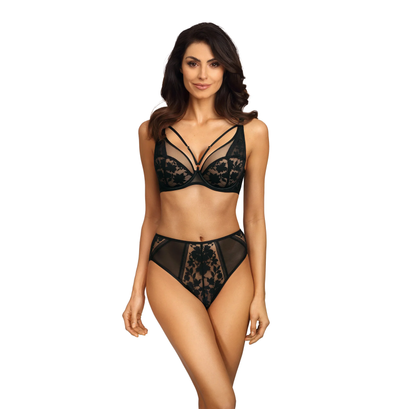 Figi ORLANDO Wysokie Czarne - Koronka z Tiulem | StylowaPlus